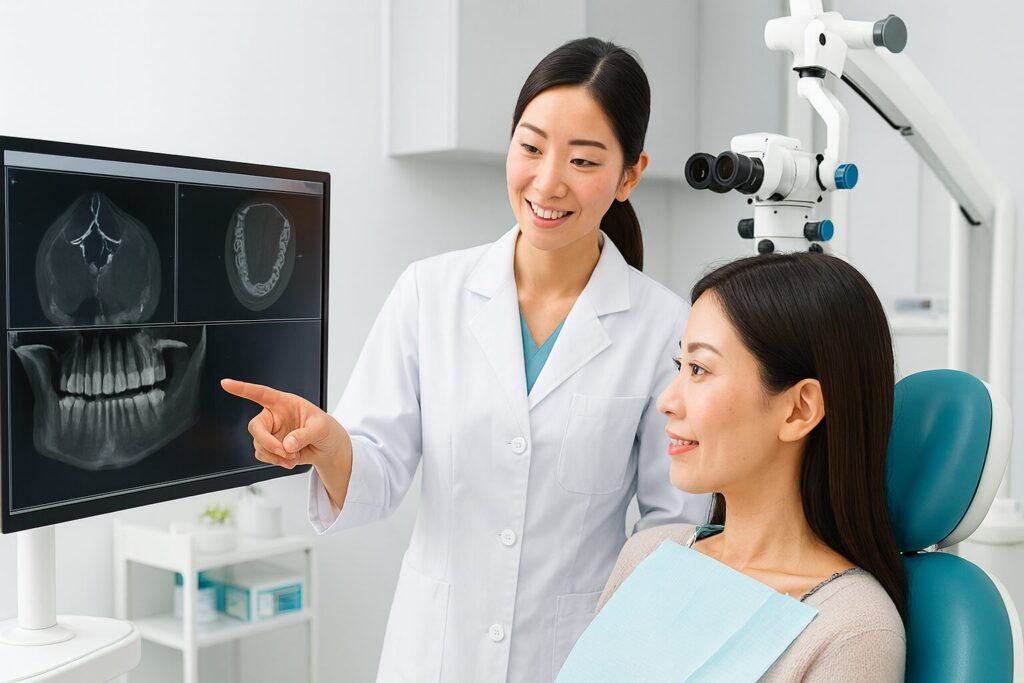 マイクロスコープとCT画像を用いた精密診断のイメージ図