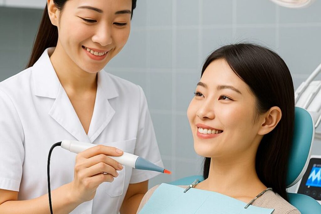 痛みを抑えた歯科治療のイメージ図