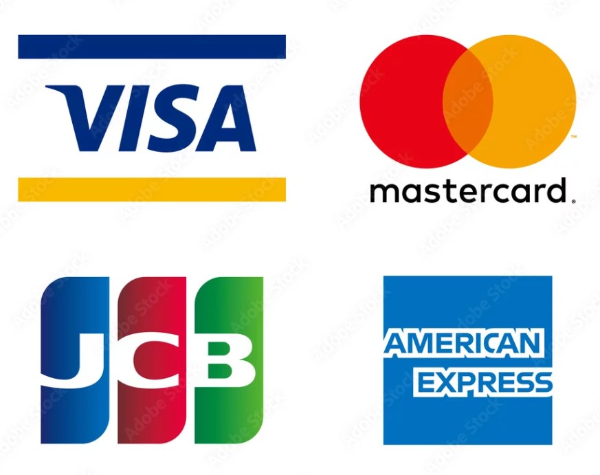利用可能なクレジットカード（VISA、Mastercard、JCB、American Express）