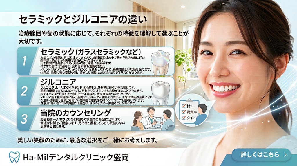 セラミックとジルコニアの違い